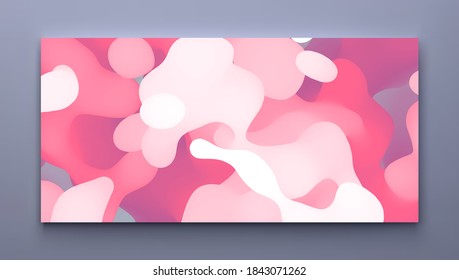 Background with colorful spots and sprays. Paint splash. Banner made of bright stains. Design for flyer, poster, cover or brochure. 3D vector illustration. 
