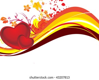 background with colorful stripes with grungy floral heart