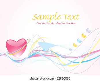 background with colorful stripes, pink heart