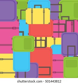 Background with colorful suitcases. Vector illustration.