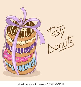 Background with colorful tasty donuts