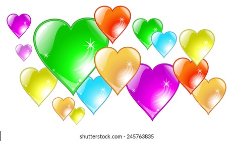 Background of colorful valentines (pattern, splash, drawing).