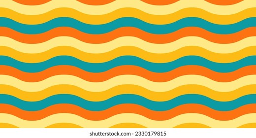 Background from colorful wavy lines. Abstract geometric horizontal illustration for design