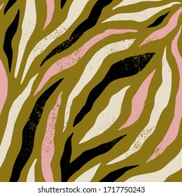 Background with colorful Zebra skin pattern. Trendy hand drawn textures.