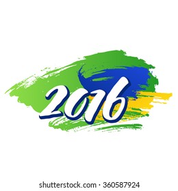 Background colors of the Brazilian flag with the inscription 2016. Vector illustration EPS10