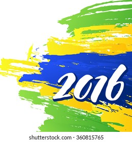 Background colors of the Brazilian flag with the inscription 2016. Vector illustration EPS10