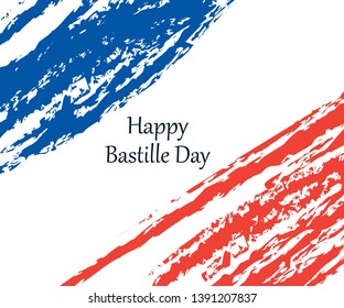 background of the colors of French flag painted with vector brushes. Vector concept for Bastille day