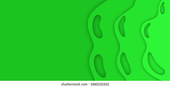 Colores de fondo: verde, verde claro, verde oscuro. Líneas onduladas, ondulantes, curvas. Espacio libre para la grabación. Dibujo de vectores. Abstracción.