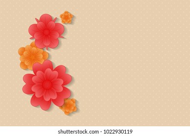 Background with colourful flowers - template of a poster with copyspace. Vector.
