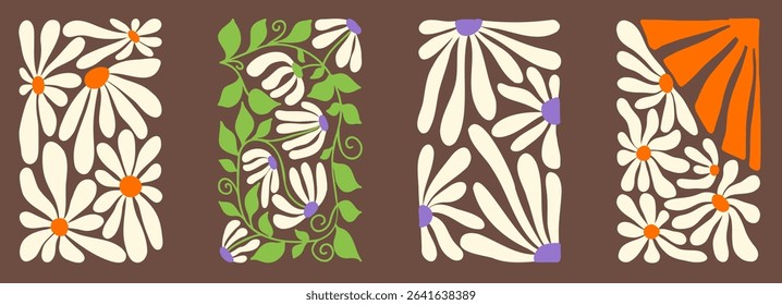 Background combining wavy lines and classic floral motifs, reflecting vintage design.