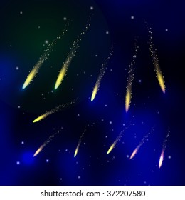 Background with comet flying in the sky vector illustration