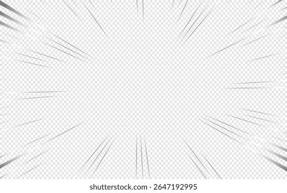 Antecedentes de líneas de velocidad de cómic y manga. Fondo de explosión de acción de superhéroes. Fondo transparente.