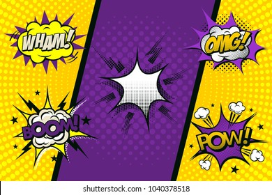 Background   comic style elements  Vector illustration  Comic words  wham  omg  boom   pow 