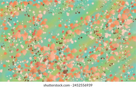 Background or background composed of a spring floral texture
made with dynamic orange spots on a green background.
