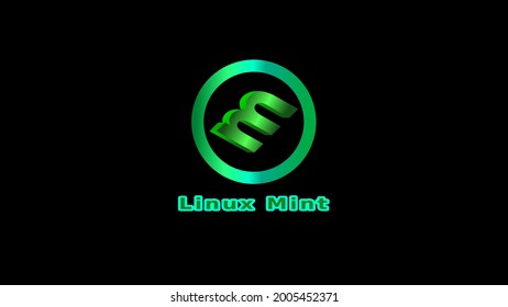 background for a computer monitor, a laptop with the Linux Mint operating system. round green logo with text on a black background. 4K size, vector. 