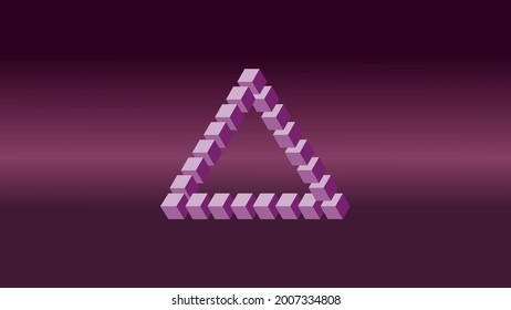 background for a computer monitor, logo, on a pink background with a gradient, in the center there is a Penrose triangle, an optical illusion. size 4K, vector. 