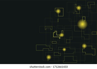 the background for the computer screen, using black and yellow shades, as well as shapes with round illumination and an abstraction of straight lines.