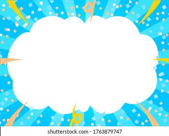 
Background of concentrated lines and clouds and confetti
