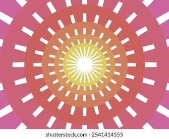 Background with concentric round and circular shapes in yellow, orange, red and pink.
