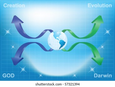 Background concept of creation verses evolution with copy space for own text