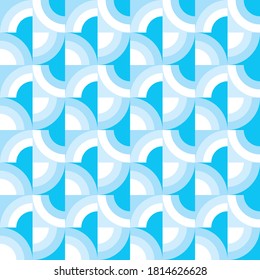 Diseño conceptual de fondo. Resumen del patrón geométrico sin costuras. Formas de círculo. Colores azules. Ilustración vectorial. 