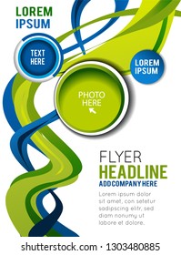 Background concept design for brochure or flyer, abstract vector illustration. Circle with waves