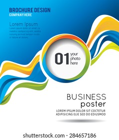 Background concept design for brochure or flyer, abstract vector illustration. Circle with waves
