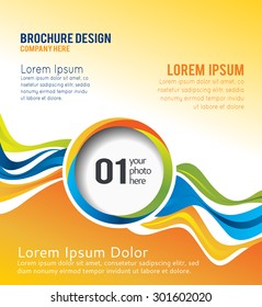 Background concept design for brochure or flyer, abstract vector illustration. Circle with waves