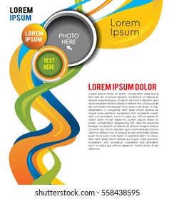 Background concept design for brochure or flyer, abstract vector illustration. Circle with waves