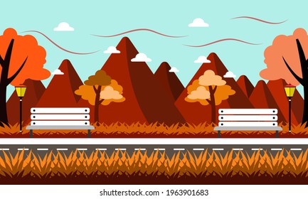 The background with the concept of four different seasons namely spring, autumn, summer, winter with stunning garden views is made in vector.