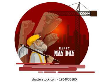 Background concept for Happy May Day knows as Internation Worker's Day or Labour Day. Vector illustration