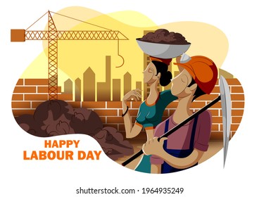 Background concept for Happy May Day knows as Internation Worker's Day or Labour Day. Vector illustration