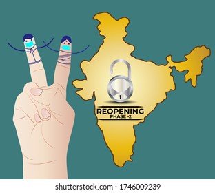 background concept for India reopen phase-1 after lock down due to covid-19 global outbreak.