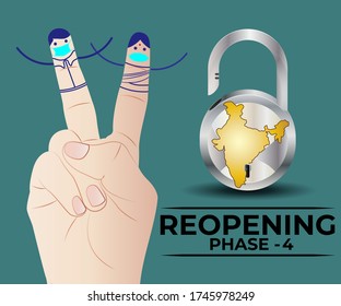 el concepto de fondo para la India reabre la fase 4, después del bloqueo debido al brote global covid-19.