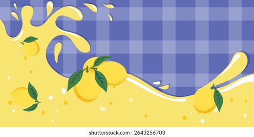 Conceito de fundo de limonada, respingos de limonada no fundo em uma gaiola. Vetor EPS10
