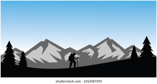 background with the concept of mountains and climbers