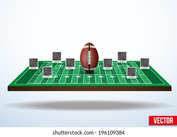 Background concept participants playing american football. In three-dimensional space. Vector illustration.