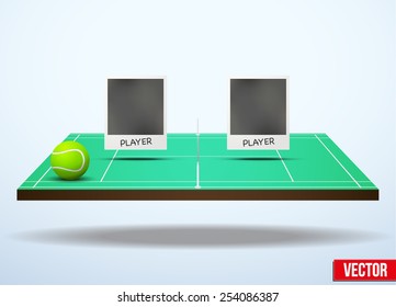 Background concept participants playing tennis. In three-dimensional space. Vector illustration.