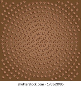Background concept of Realistic Coffee beans. Vector Illustration, isolated.