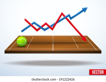 Background concept statistics about the game of tennis. In three-dimensional space. Vector illustration.
