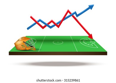 Background concept statistics about the game of  lacrosse. In three-dimensional space. Vector illustration.