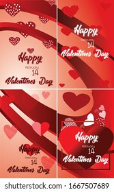 
Background to the concept of Valentine's Day. Vector illustration. 3D curved line decoration with four different concepts. Cute love sales banners or greeting cards