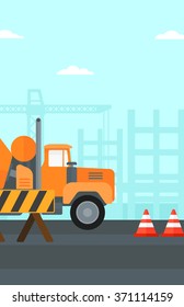 Background of concrete mixer on construction site.