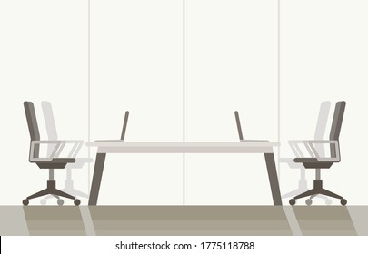 Antecedentes de la sala de conferencias. Ilustración vectorial moderna de color plano. Concepto para escenas de negocios.