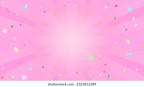 Background with confetti dancing like a cracker popping Pink. Ratio 16:9