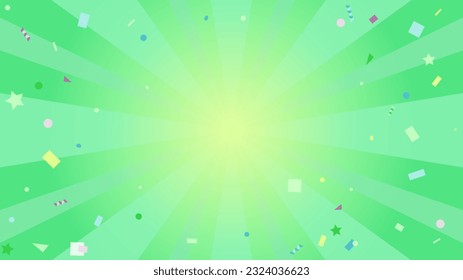 Background with confetti dancing like a cracker popping Green. Ratio 16:9