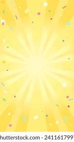 Background with confetti dancing like a cracker popped Yellow Vertical Ratio 9:16
