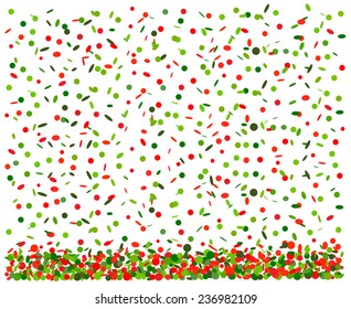 Background with confetti in red and green
