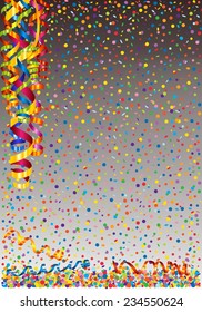 Background with confetti and serpentine