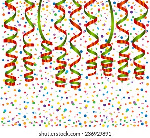Background with confetti and serpentine